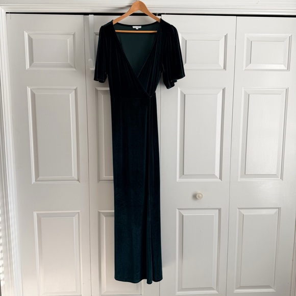Baltic Born Meghan Velvet Wrap Maxi Dress, XL, Emerald - Picture 3 of 9